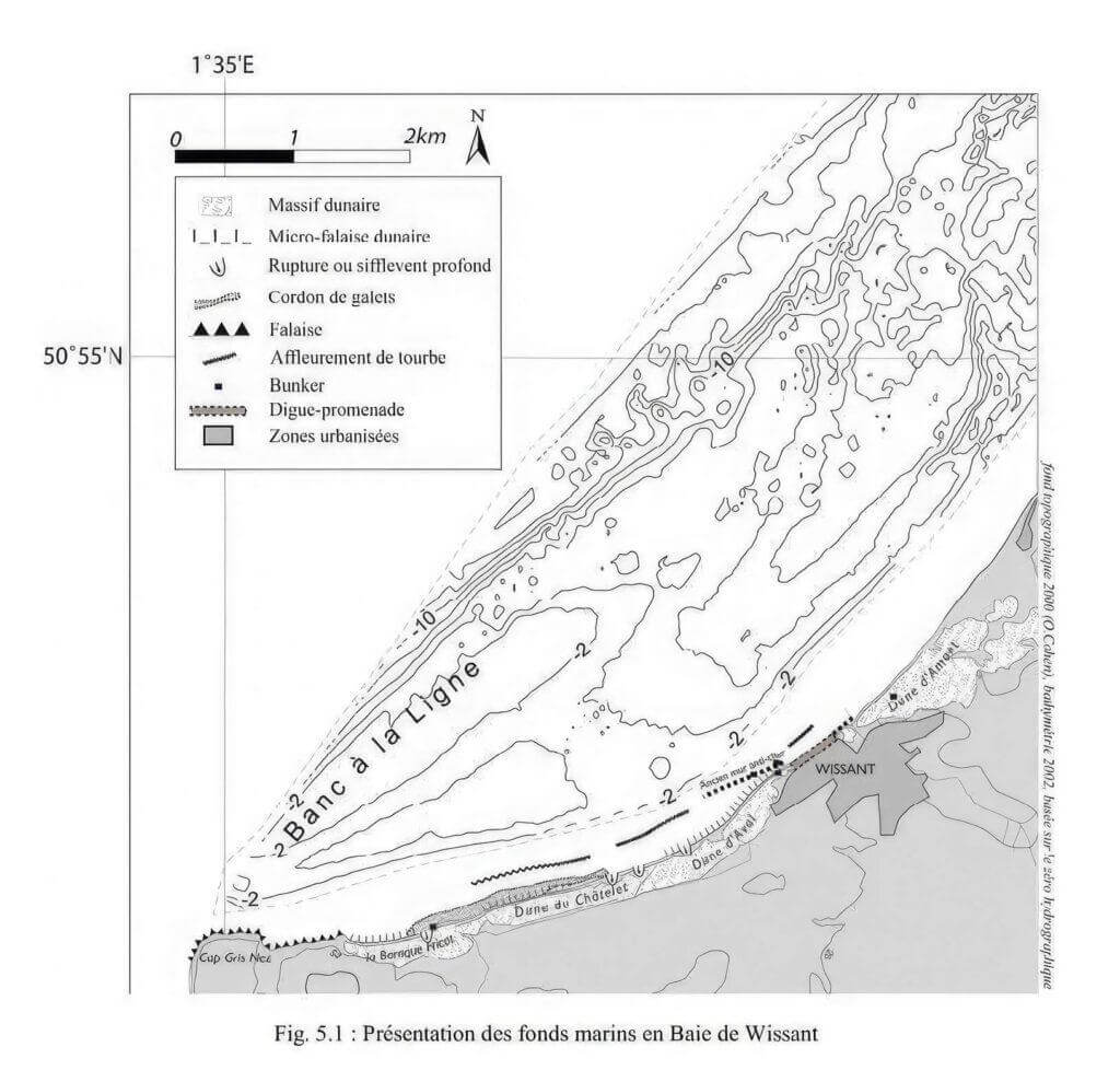 Bathymétrie de la baie de Wissant (Aernouts, 2005)