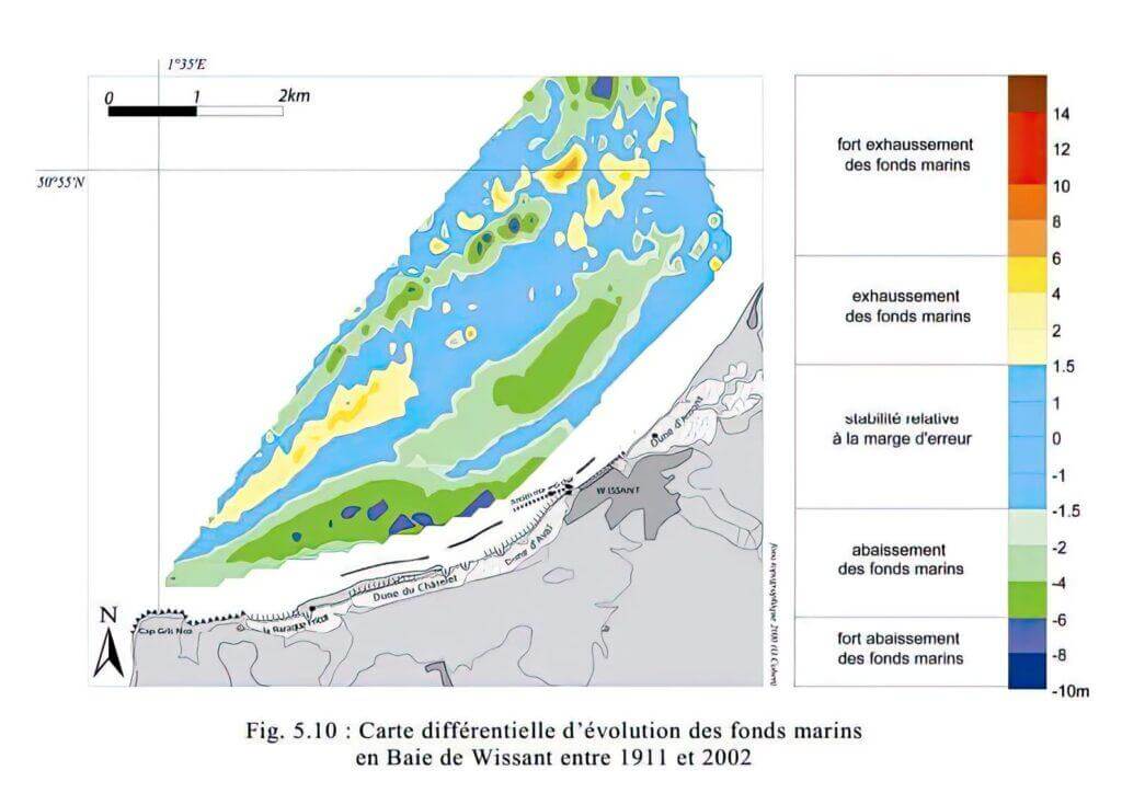 Différentiel Bathymétrique entre 1911 et 2002 (Aernouts, 2005)