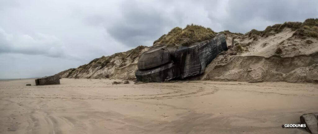 Affaissement du blockhaus - dune Dewulf tempête Egon