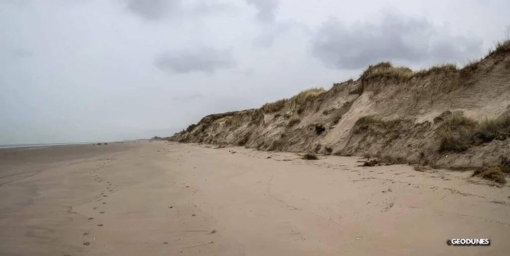 Falaises dunaires métriques, dune Dewulf, Tempête Egon
