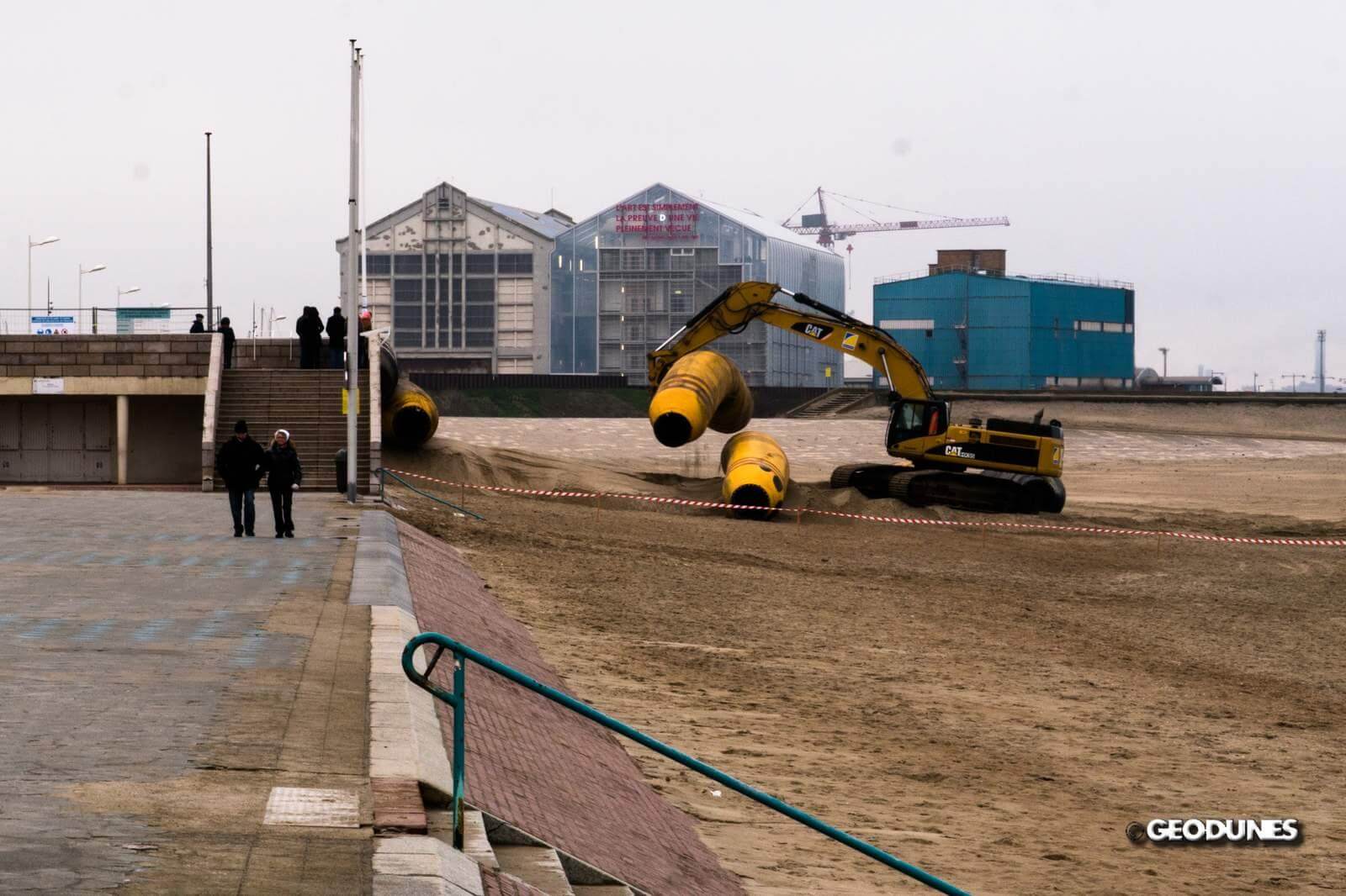 Début de la 2e phase de travaux sur la plage de la digue des Alliés, Janvier 2014