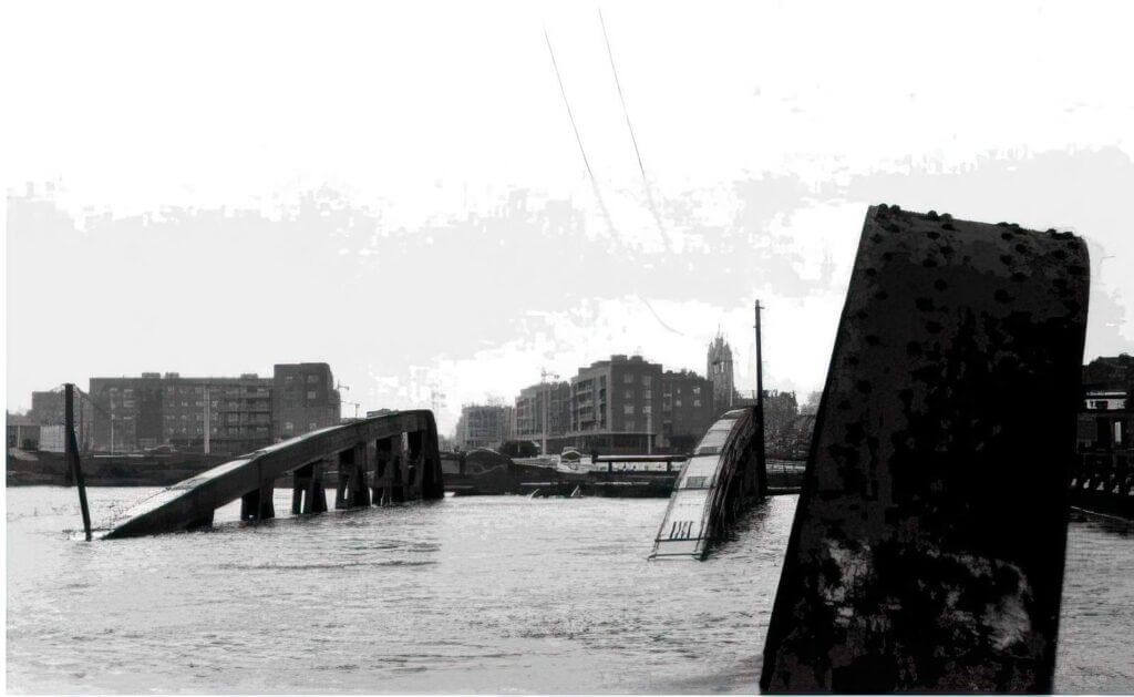 Pont de Rosendaël submergé (source: Aléa de submersion marine, DHI)