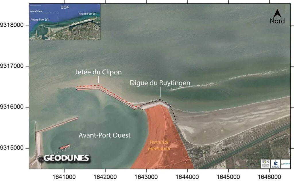 Cadre géographique de l’étude – Digue du Ruytingen, Dunkerque (GPMD)