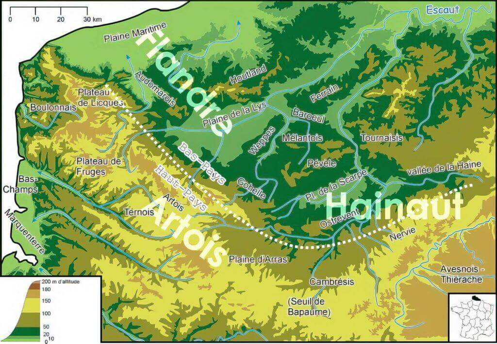 Régions naturelles du Nord Pas de Calais (Source: Wikipédia)