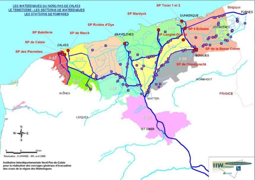 Le réseau des Wateringues, Nord Pas de calais, Source: http://www.institution-wateringues.fr/