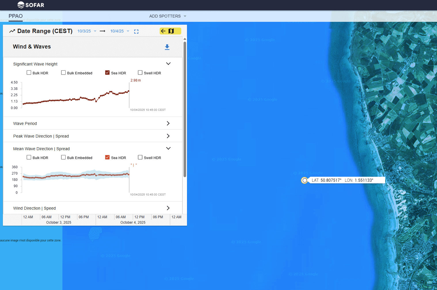 Recherche : Caractérisation de l'agitation au large d'Ambleteuse (62) 5 tempete amy france geodunes log ulco